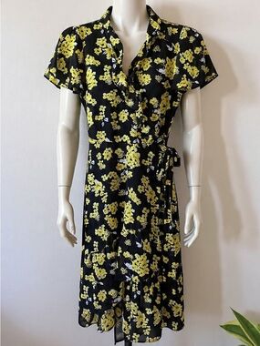 Michael Kors Floral Georgette Ruffled Wrap Dress